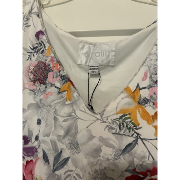 NWT ANALILI Sz XS/S Dress White Floral Print Silk Overlay Shift Wedding Guest - Picture 5 of 16